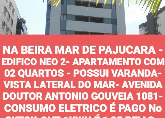 EDIFICIO NEO 2 BEIRA DE PAJUCARA APART COM 2 QUARTOS E TELA DE PROTECAO Nas janela e varanda CONSUMO ELETRICO É PAGO NO CKECK-OUT OUT